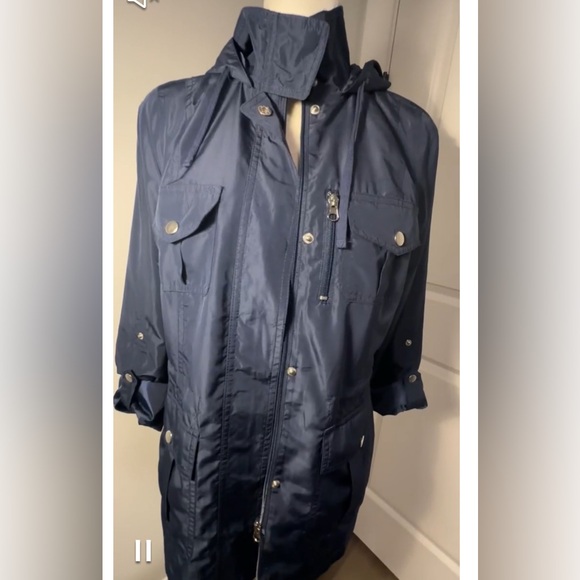 NWOT- Mo-Ka Original Recipe Navy Hooded Utility Lightweight Jacket With Pockets - Picture 1 of 17